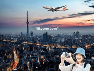 Skytree Love & Tokyo Skytree view with sunset sky – ending on a high note