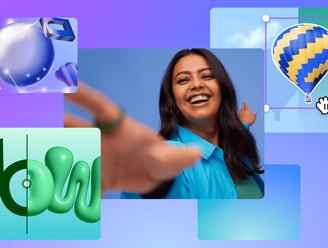 a woman holding a blue balloon in front of a blue sky