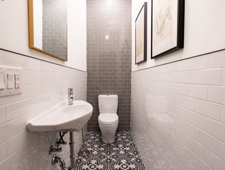 a very small powder room
