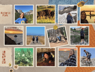 a collage of pictures of teachers traveling to different national parks