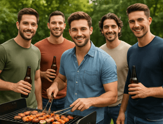 Barbecue entre hommes pour la journée internationale de l'homme.