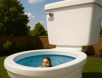 Piscine en forme de toilette pour la journée mondiale des toilettes.