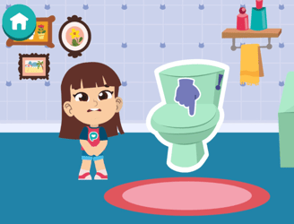 Poikilingo app: kids play activities that are part of their daily lives, like going to the toilet