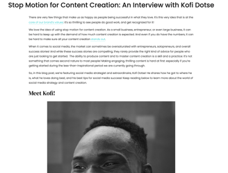 Stop Motion for Content Creation: An Interview with Kofi Dotse