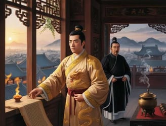 Lý Thái Tổ và Lý Nhân Nghĩa bàn việc triều đình