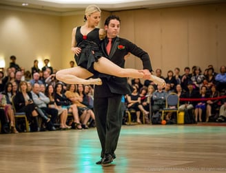 Mekhael Srour and Martha Slater in a tango competition
