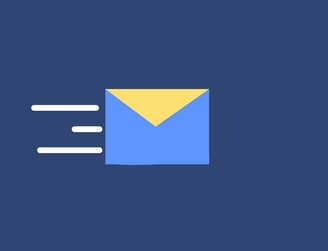 A minimalistic image of an envelope with lines depicting motion, representing email communication.