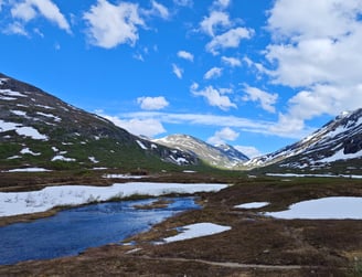 Trollstigen plateau with snow in Norway