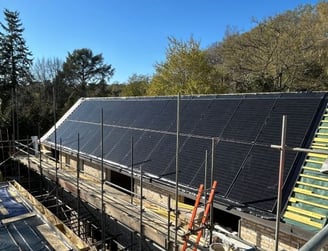 In roof Solar panel installation for new build residential home in Hook Heath, Woking, Surrey.