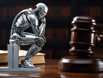 a statue of a man sitting on a desk