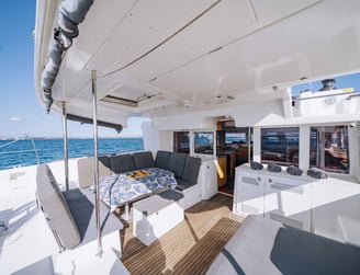 Relaxation area on a catamaran - Catamaran Fishing Charters Seychelles