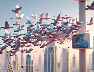 AI generated Starling birds near Dubai Downtown
