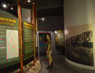 Looking at the displays at The Burma-Thailand Railway Research Center