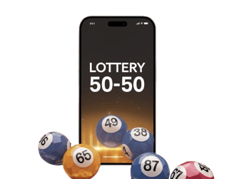 a phone with lottery lottery balls on it