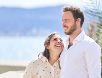 Couple smiling at Le Panier, Marseille's old town