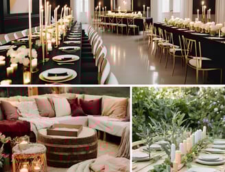 a table setting with candles and candles