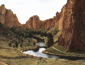 Smith Rock State Park near Bend, Oregon, symbolizing Platen Media’s local roots.