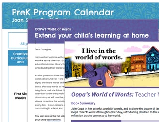 Teacher support materials, including a program calendar, letter home, and teacher mindset.