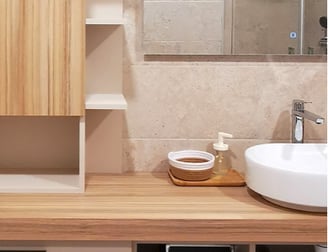 Salle de bains, salle d'eau, douche italienne, vasque à poser, encastrée, meuble vasque, colonne boi