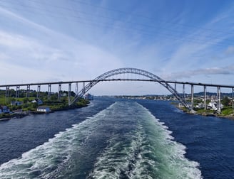 Bridge spanning water in Norway