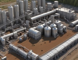 A large cargo ship is docked at a busy port, surrounded by multiple towering cranes painted in blue and orange. Shipping containers are stacked on the vessel, indicating active trade and commerce activity. The background features a partly cloudy sky and a wind turbine, suggesting sustainable energy use.