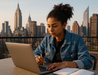 Student working at a computer