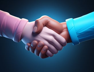 a pair of handshake handshake with a blue background