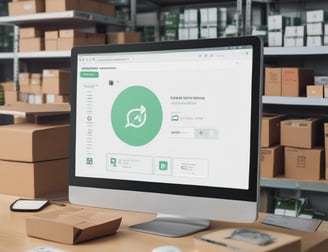 A laptop with an open screen displaying dashboard analytics featuring charts, graphs, and numerical data related to sales and subscriptions. The interface is predominantly dark-themed with sections highlighting key performance metrics. The device shown is a MacBook Pro, indicated by the keyboard layout and branding.