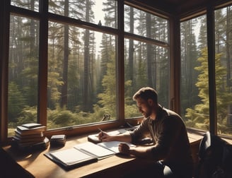 A modern workspace setup featuring a large monitor and a laptop displaying web pages. The desk has a wireless keyboard, a mouse, and a card labeled '#Hashtag Campaign'. The space is clean and organized with a focus on digital content.