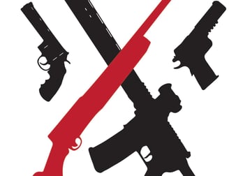 a poster of guns and guns with the words defending against the law of the law