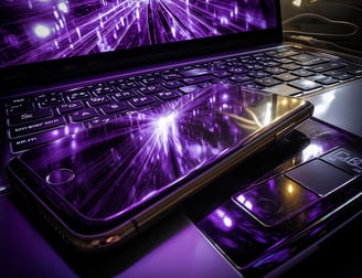 a laptop computer and a cell phone on a table