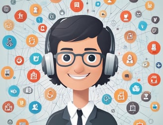 Four small, white robot figures are sitting in a row, each with a laptop in front of them. They have round bodies and blue accents, with 'AI' displayed on their chests. The background is minimal and light gray, emphasizing the robots and their computers.