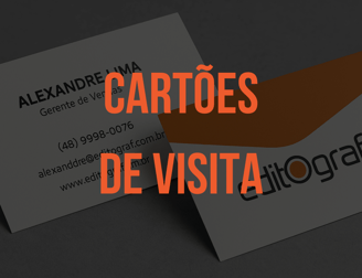 Cartões de visita impressos pela Editograf em papel premium.