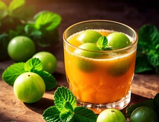  Image showing  Amla Juice and Amla (Indian Gooseberry)