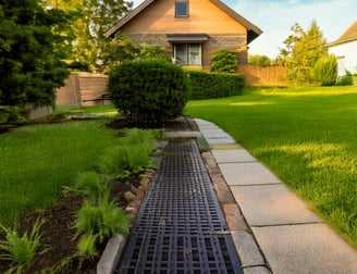 yard showing a drainage to avoid water logging