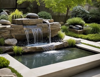 water feature of cascade into a pond