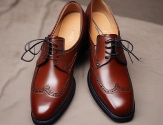 A collection of colorful leather dress shoes is arranged on a tabletop. The shoes come in various vibrant colors, including green, yellow, brown, red, and blue. They feature classic brogue detailing and are neatly aligned in rows, creating an eye-catching display.