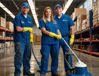 Équipe DG Services en tenue de sécurité- nettoyage industriel et post-chantier matériel professionel