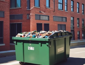 four assorted-color trash bins beside gray wall