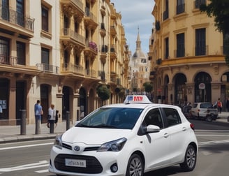 A police SUV with the words 'TRANSIT POLICE' boldly displayed on the side is parked on a city street. The vehicle is white and has emergency lights on top. In the background, blurred pedestrians are seen walking along the sidewalk, while store signs and street infrastructure are visible, suggesting a busy urban environment.
