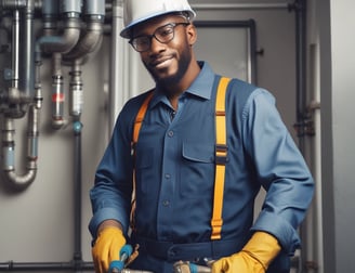 A metro train is positioned inside a maintenance facility. The train is elevated above the ground, supported by a track system, allowing for inspection or repairs. Various equipment and tools are visible around the area, with bright lighting illuminating the space. A worker is seen in the background, suggesting an active maintenance process.