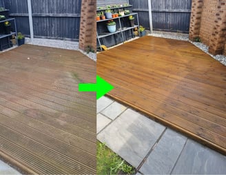 outdoor space before and after pressure washing