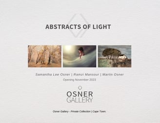 Abstracts of Light exhibition brochure featuring artworks by Samantha Lee Osner, Ramzi Mansour, and Martin Osner