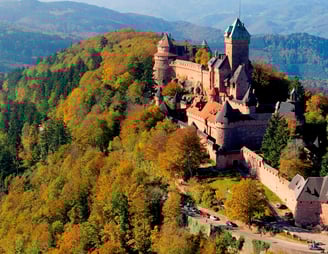 Castle in Alsace surrounded by forests