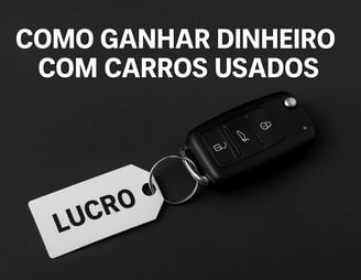 Chave de carro com etiqueta "Lucro" sobre fundo escuro, representando como ganhar dinheiro com carro