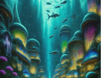 a painting of a underwater world