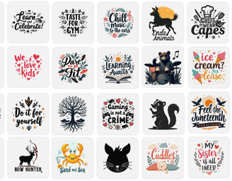 unlimited designs, cut files, svg for any business. Designs for Cricut, ETSY, Printify, Printiful