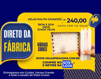 Caixa de Vela Palito Gigante, 138 Unidades. Todas as Cores.
