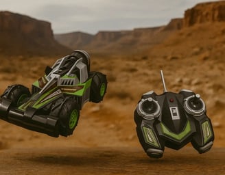 Carro a control remoto Terrenator con un desierto de fondo