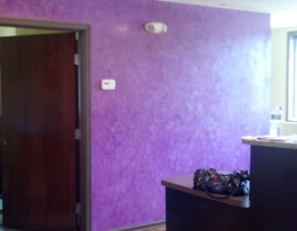 purple venetian plaster created by marcine for a dental office in Parsippany, NJ